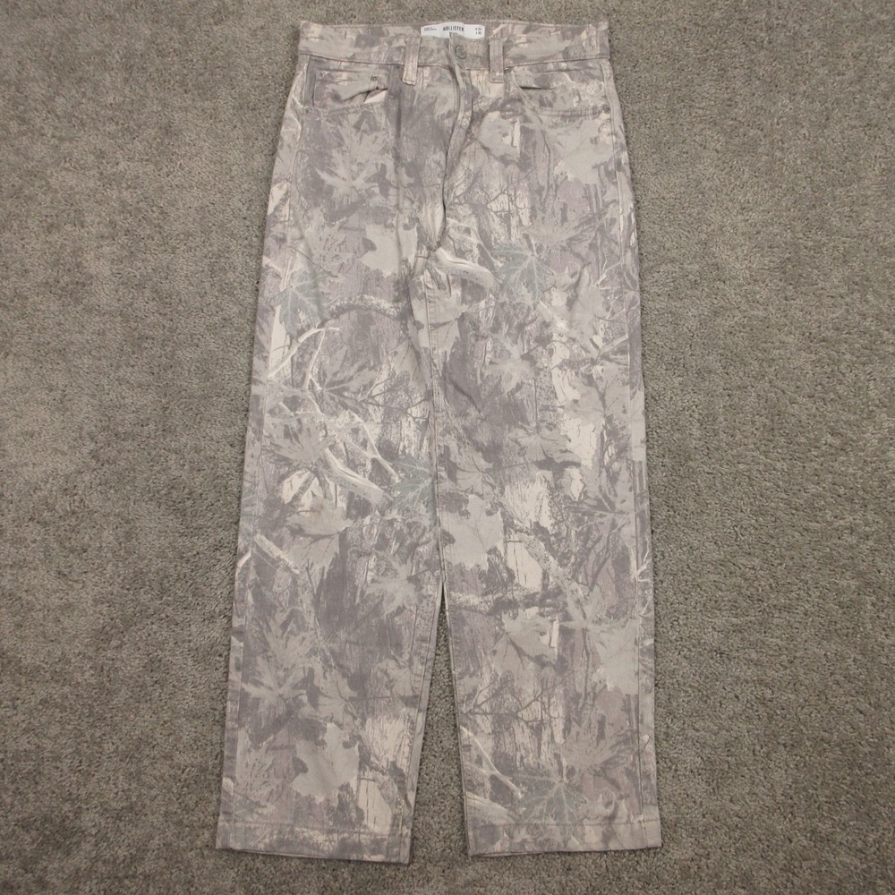 Hollister Jeans Mens 29x30 Gray Camouflage Baggy Relaxed Loose Denim Pants